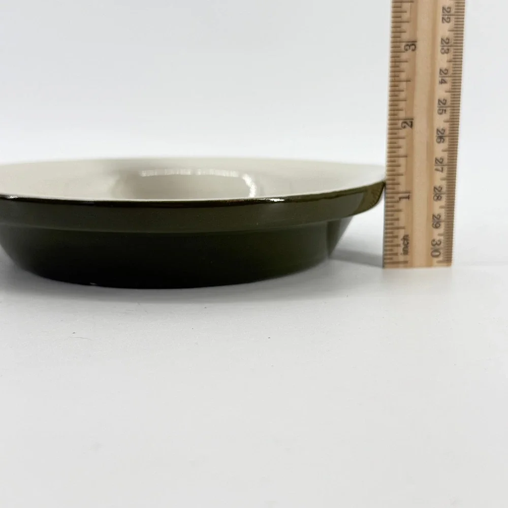 Hall Ceramic Baking Dish 513 Unisex Green White Vintage Tab Handle Stoneware